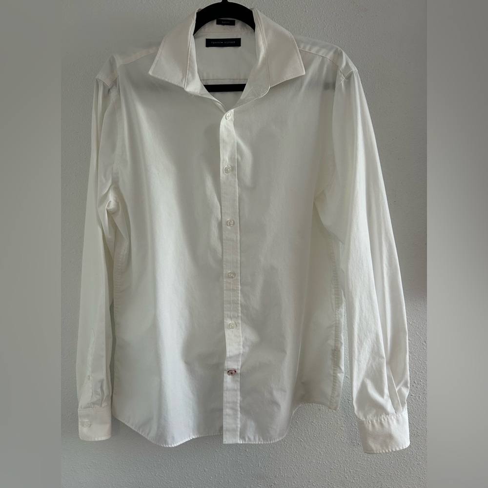 Tommy Hilfiger Men's White Long-Sleeve Dress Shirt